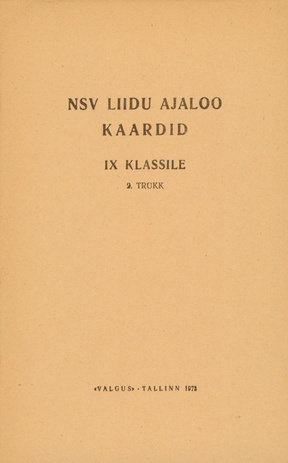 NSV Liidu ajaloo kaardid IX klassile