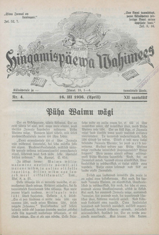 Hingamispäeva Vahimees ; 4 1936-03-16