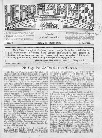 Herdflammen : Baltisches Haus- und Jugendblatt ; 6 1927-03-25