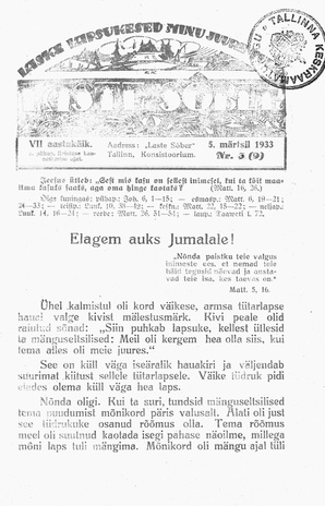 Laste Sõber ; 3 (9-12) 1933-03