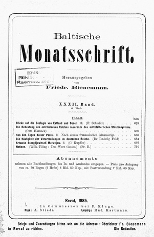 Baltische Monatsschrift ; 8 1885