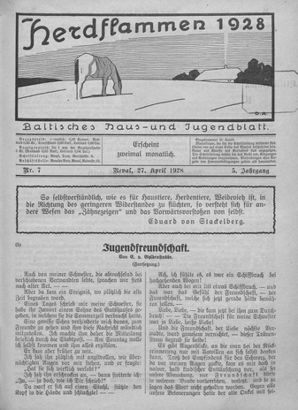 Herdflammen : Baltisches Haus- und Jugendblatt ; 7 1928-04-27