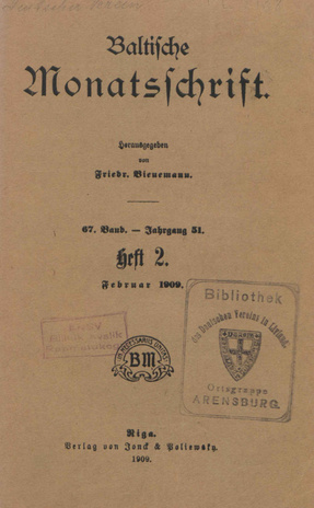 Baltische Monatsschrift ; 2 1909-02