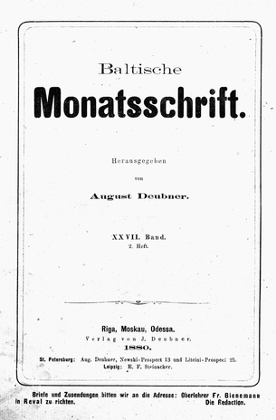 Baltische Monatsschrift ; 2 1880