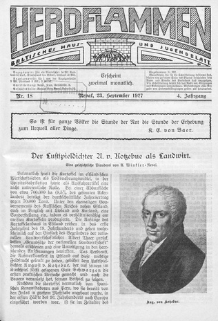 Herdflammen : Baltisches Haus- und Jugendblatt ; 18 1927-09-23