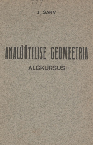 Analüütilise geomeetria algkursus