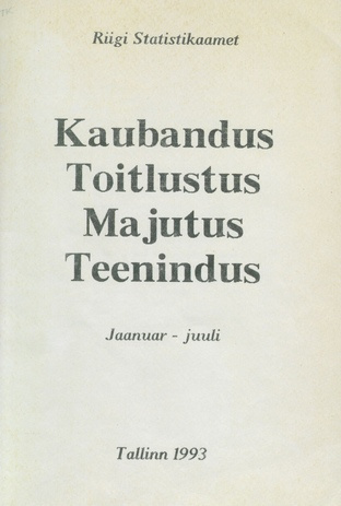 Kaubandus. Toitlustus. Majutus. Teenindus ; 2 1993