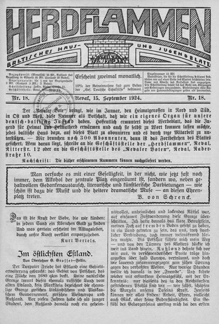 Herdflammen : Baltisches Haus- und Jugendblatt ; 18 1924-09-15