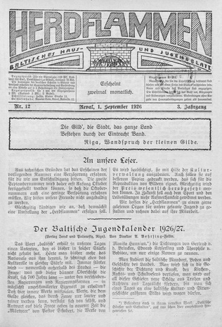 Herdflammen : Baltisches Haus- und Jugendblatt ; 12 1926-09-01