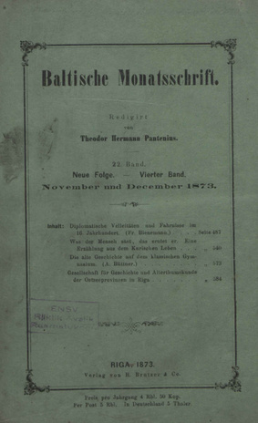 Baltische Monatsschrift ; 1873-11/12