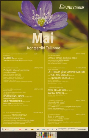 Mai : kontserdid Tallinnas 