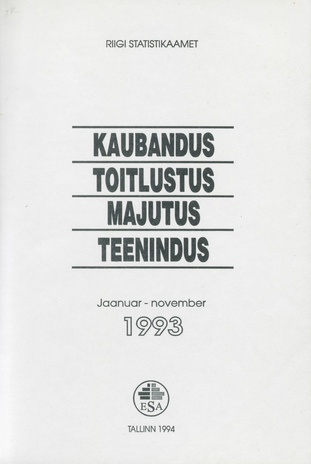 Kaubandus. Toitlustus. Majutus. Teenindus ; 3 1994