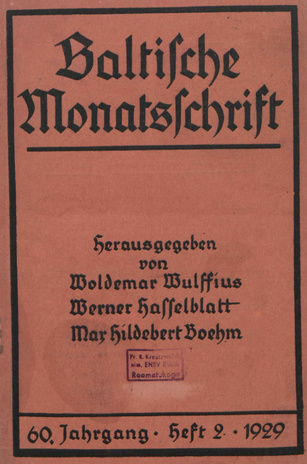 Baltische Monatsschrift ; 2 1929