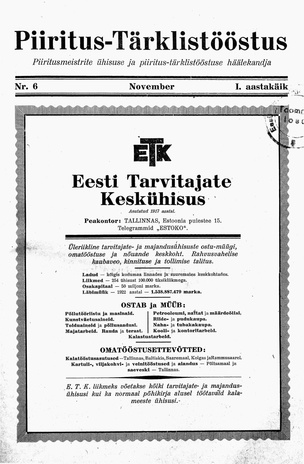 Piiritus-Tärklistööstus ; 6 1923-11