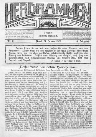 Herdflammen : Baltisches Haus- und Jugendblatt ; 2 1927-01-21