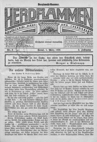 Herdflammen : Baltisches Haus- und Jugendblatt ; 3 1926-03-01