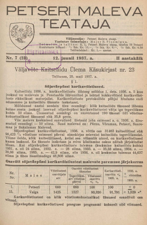 Petseri Maleva Teataja ; 7 (23) 1937-06-12