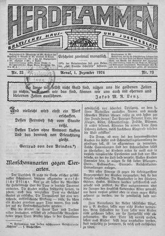 Herdflammen : Baltisches Haus- und Jugendblatt ; 23 1924-12-01