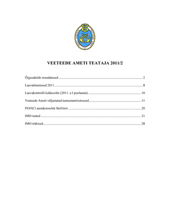 Veeteede Ameti Teataja ; 2 2011