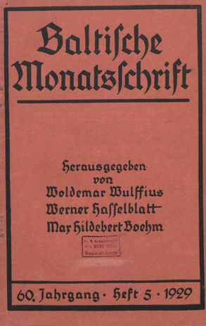 Baltische Monatsschrift ; 5 1929