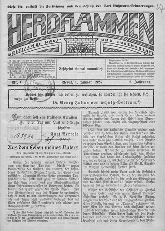 Herdflammen : Baltisches Haus- und Jugendblatt ; 1 1925-01-01