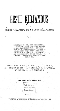 Eesti Kirjandus ; 6 1912
