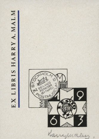 Ex libris Harry A. Malm 1963 