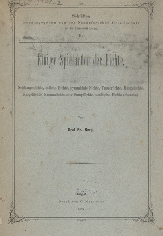 Einige Spielarten der Fichte: Schlangenfichte, astlose Fichte, pyramidale Fichte, Trauerfichte, Hängefichte, Kugelfichte, Krummfichte oder Sumpffichte, nordische Fichte (obovata)