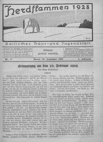 Herdflammen : Baltisches Haus- und Jugendblatt ; 17 1928-09-28