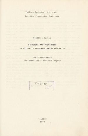 Structure and properties of oil-shale portland cement concretes : the dissertation ... for a doctor's degree