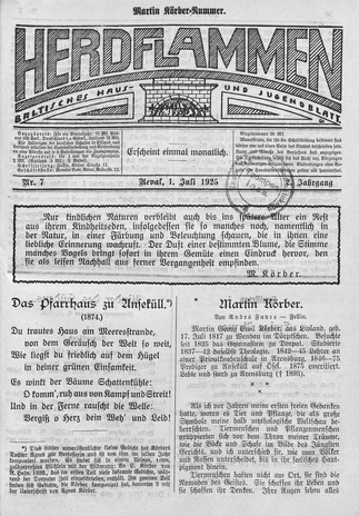 Herdflammen : Baltisches Haus- und Jugendblatt ; 7 1925-07-01