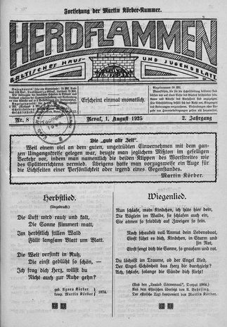 Herdflammen : Baltisches Haus- und Jugendblatt ; 8 1925-08-01