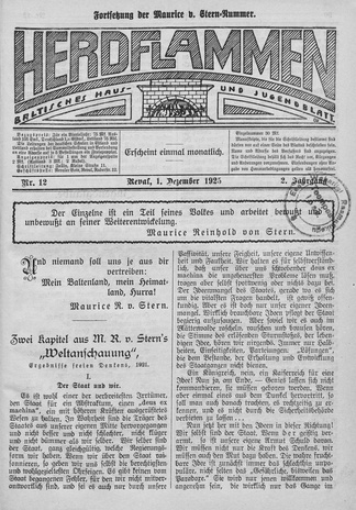 Herdflammen : Baltisches Haus- und Jugendblatt ; 12 1925-12-01