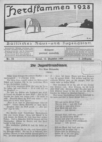 Herdflammen : Baltisches Haus- und Jugendblatt ; 23 1928-12-17