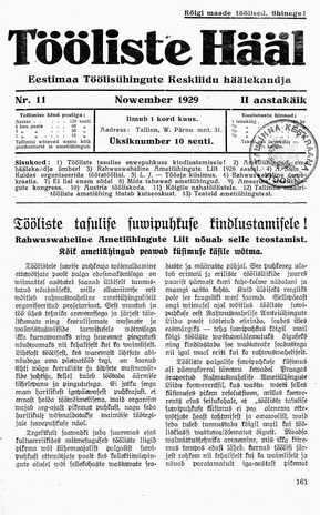 Tööliste Hääl ; 11 1929-11