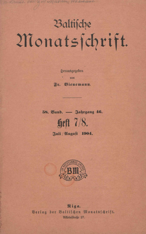 Baltische Monatsschrift ; 7/8 1904-07/08