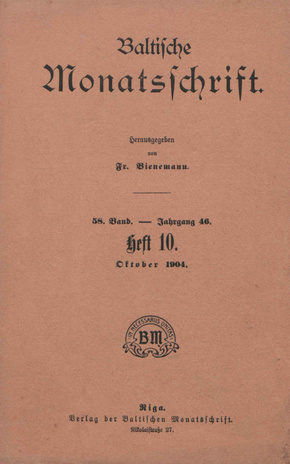 Baltische Monatsschrift ; 10 1904-10