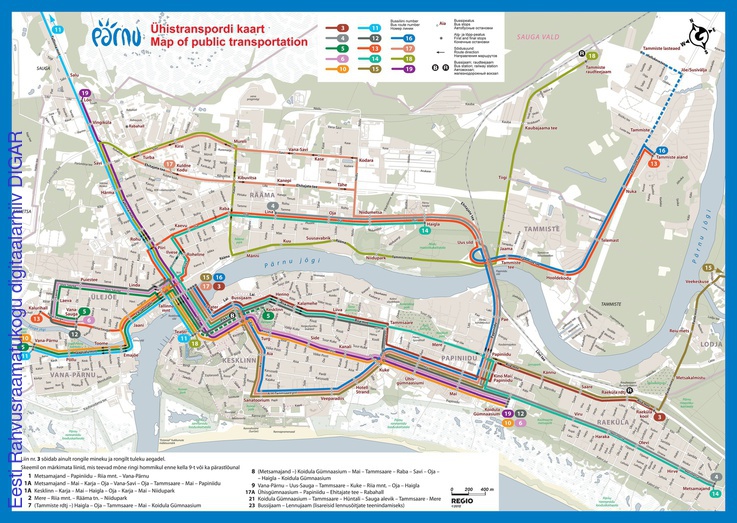 Pärnu : ühistranspordi kaart = map of public transportation | Digar