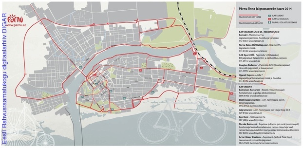 Pärnu linna jalgrattateede kaart 2014 | Digar