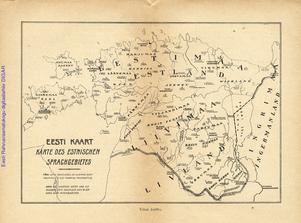 Eesti kaart : Karte des estnischen Sprachgebietes = Viron kartta | Digar