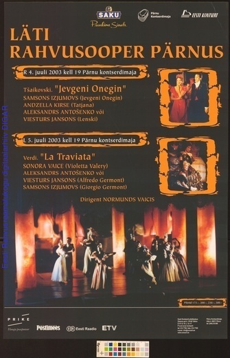 Läti Rahvusooper Pärnus : Jevgeni Onegin, La Traviata | Digar